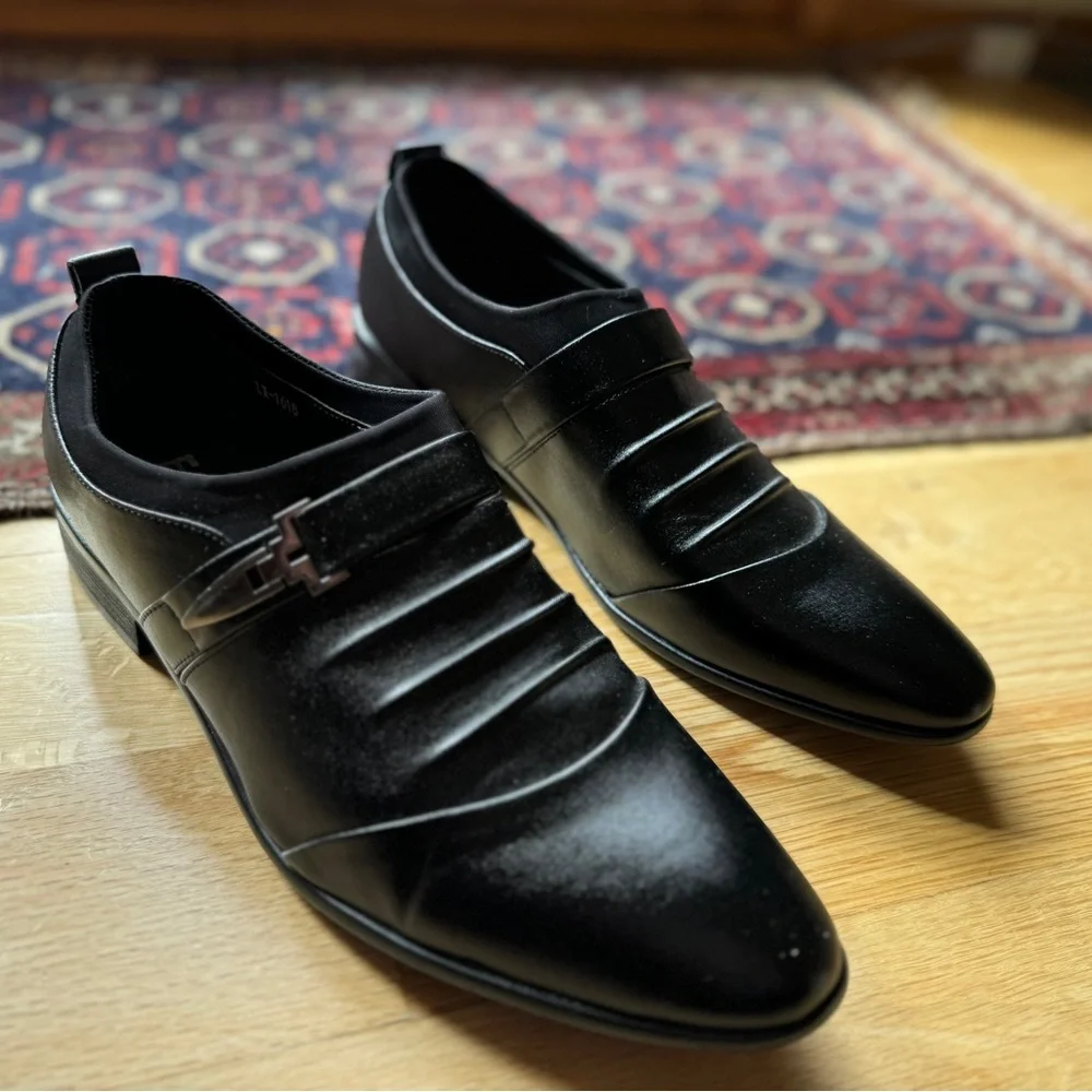 Polo Mano Dress Shoes Black Sz 47 (14) BRAND NEW Vegan Leather